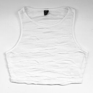 3/$20 • White Sheer Textured Crop Tank Top